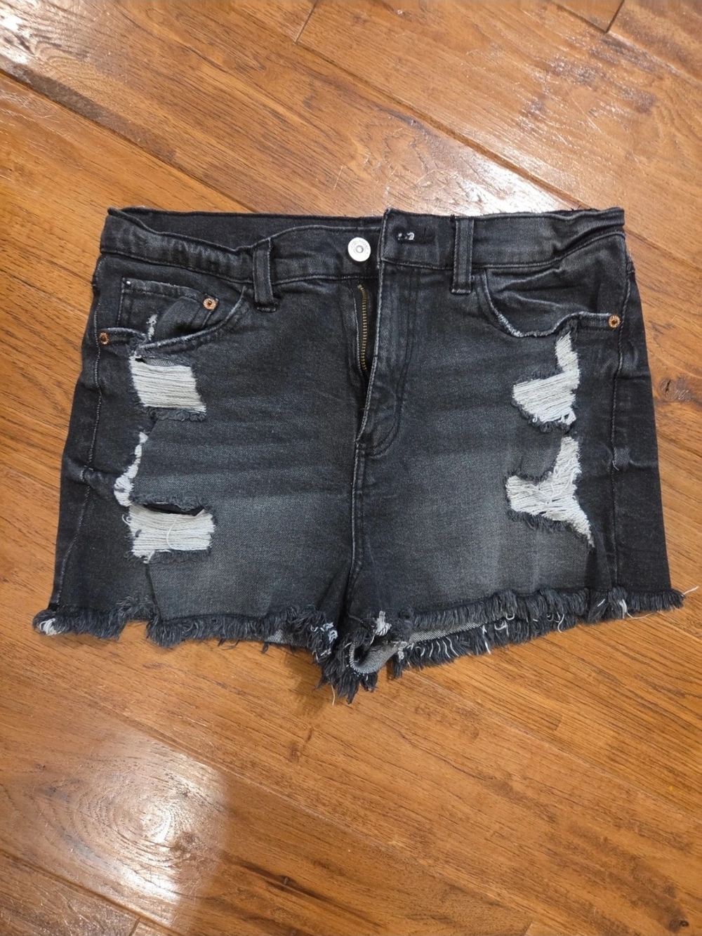 Rewash Black Distressed Denim Shorts